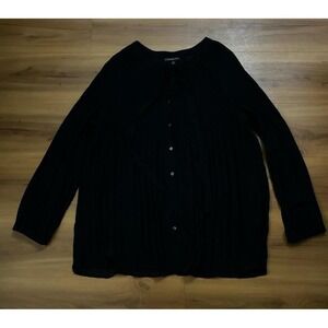 Womens Lane Bryant Sheer See‎ Through Pleated Tie Neck Minimalist Top Blouse